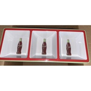 Coca-Cola Red and White Triple Dish Tray new